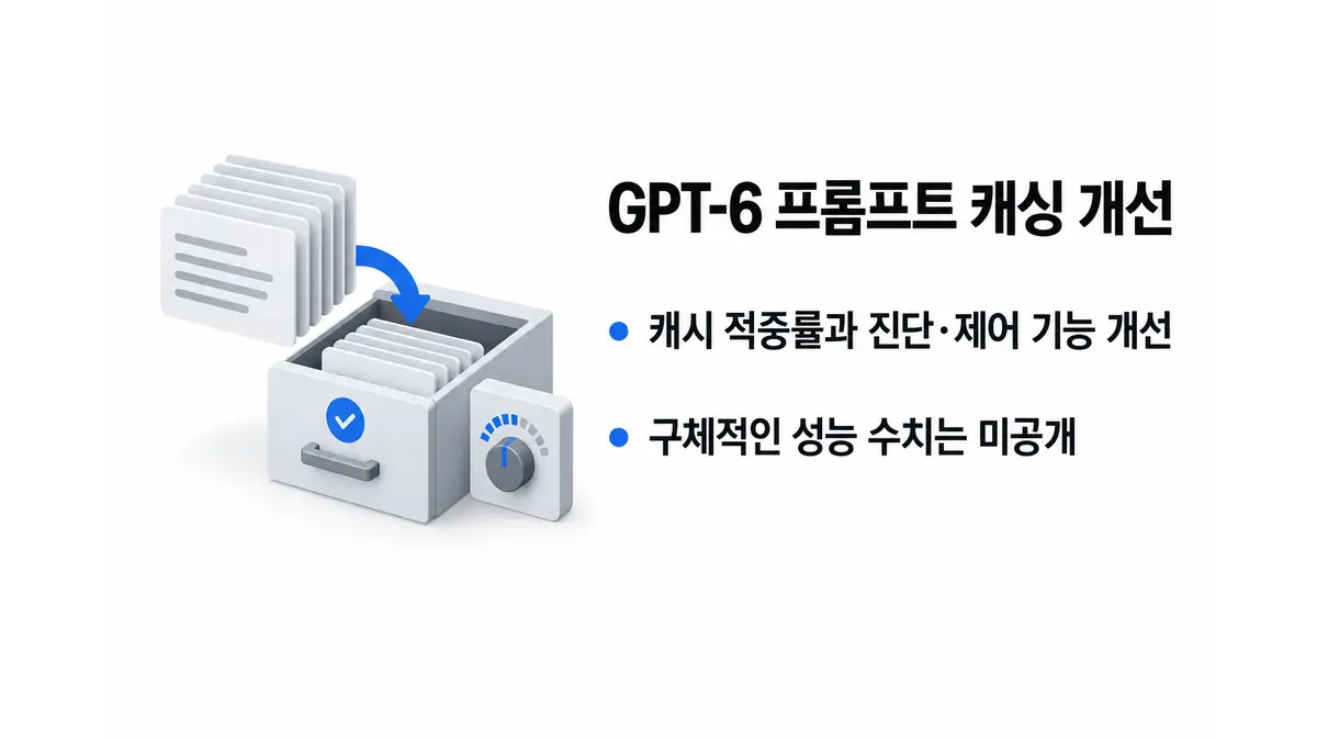OpenAI, GPT-6 프롬프트 캐싱 개선 — 기사 주제를 표현한 AI 생성 개념 삽화