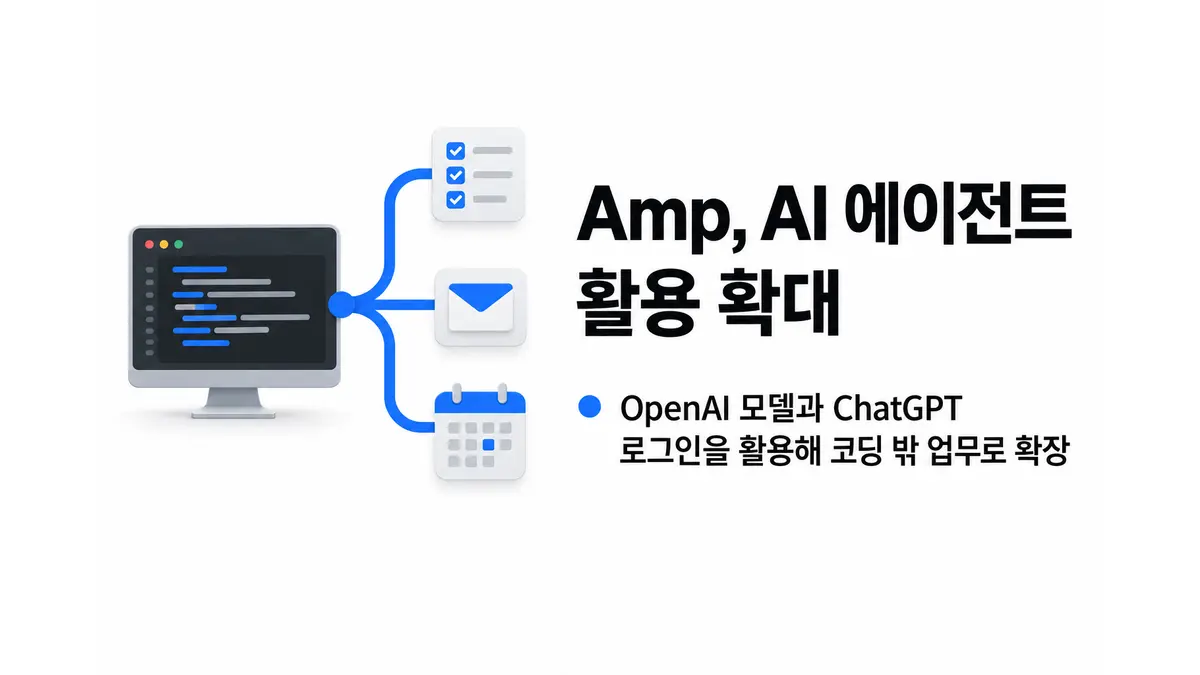 Amp, AI 에이전트 활용 범위 확대 — 기사 주제를 표현한 AI 생성 개념 삽화