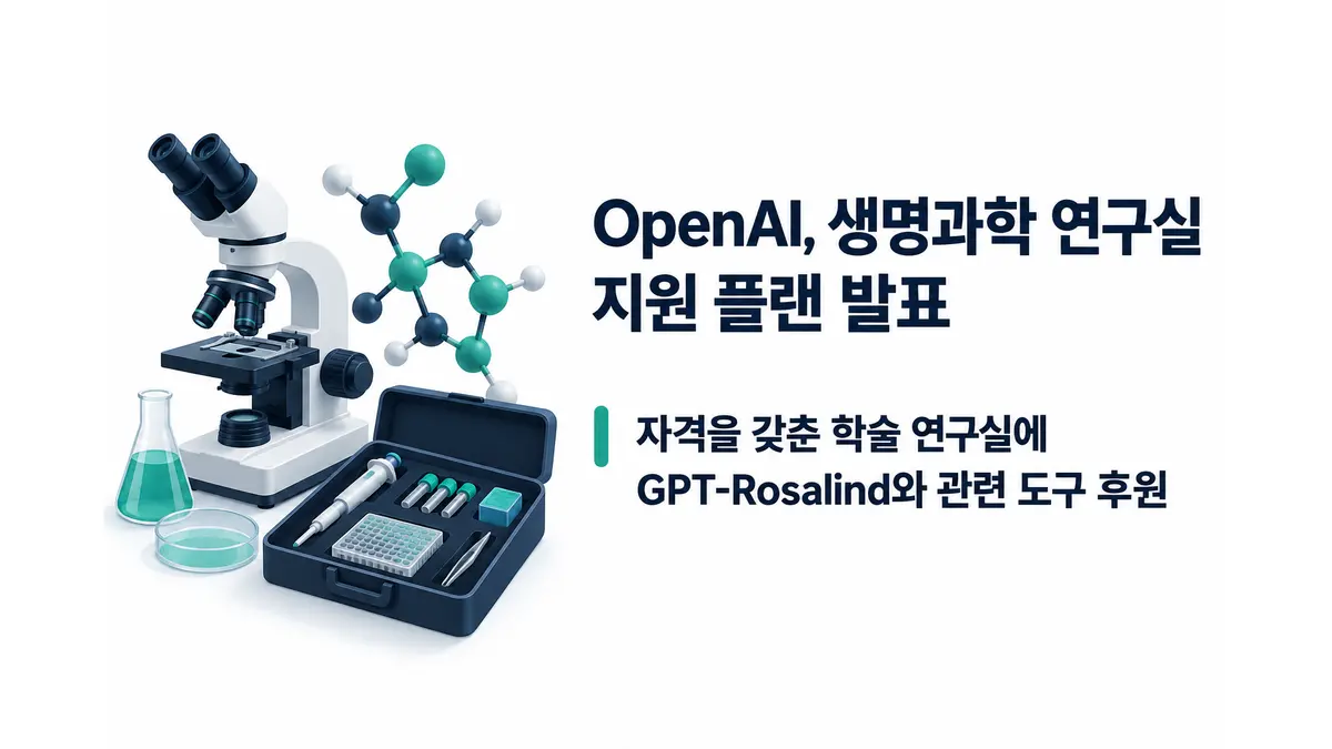 OpenAI, 생명과학 연구실 지원 플랜 발표 — 기사 주제를 표현한 AI 생성 개념 삽화